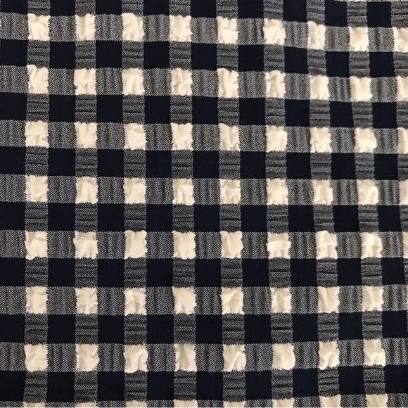 J.Crew Navy Blue Textured Seersucker Gingham One Piece Swimsuit Size 8 - Picture 6 of 15